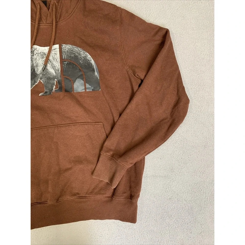 The North Face Hoodie Men's Small Bear Long Sleeve Pullover Sweater Brown‎